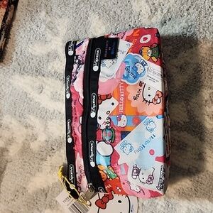 Lesportsac Hello Kitty Anniversary Cosmetic Clutch Nylon Travel Bag W.Q Newa